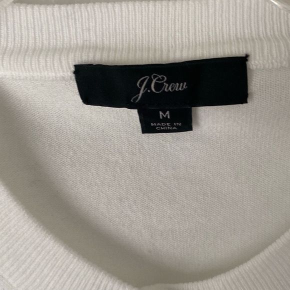 J. Crew Cotton-blend Jackie cardigan sweater White M Long Sleeves Crewneck - Picture 4 of 6